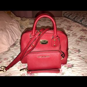 Michael Kors Red Purse and Wallet